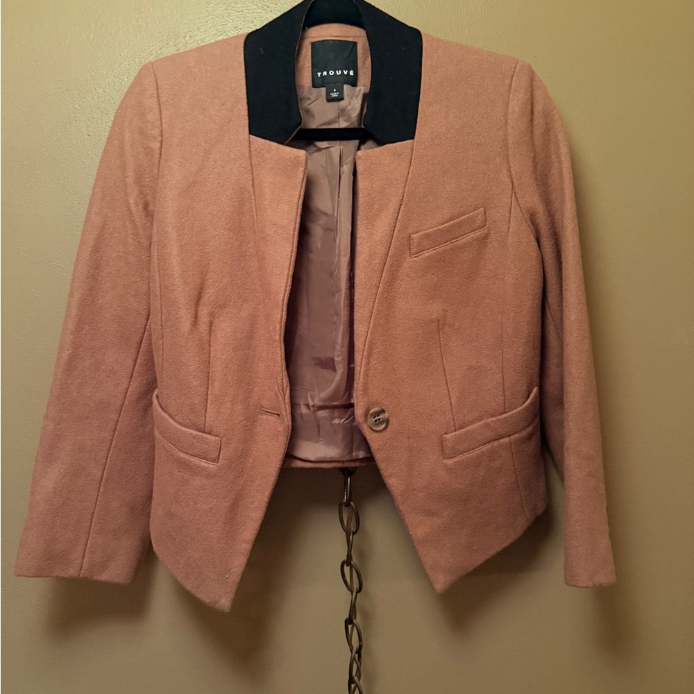 Women's Brown Blazer with Black Collar